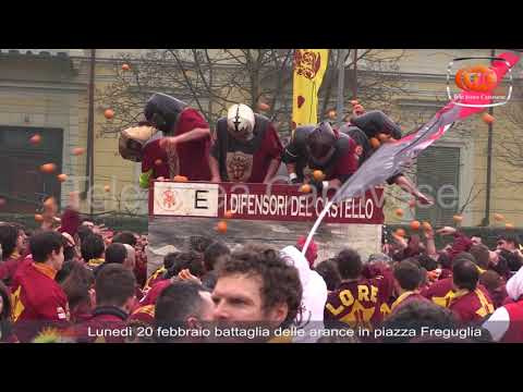 immagine di anteprima del video: Ivrea, lunedì 20 febbraio Battaglia delle Arance in piazza...